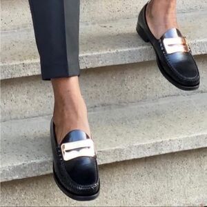 $625 NEW Buscemi the town black loafer gold buckle penny 37 6.5 7 timeless style